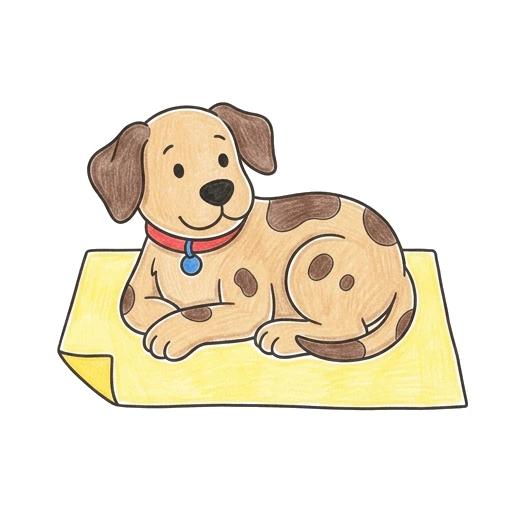 Puppy coloring page: Puppy On Blanket, colored example