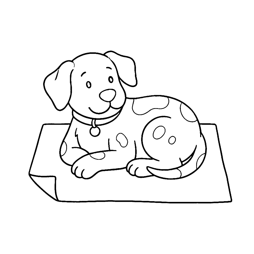Puppy coloring page: Puppy On Blanket, outline to print