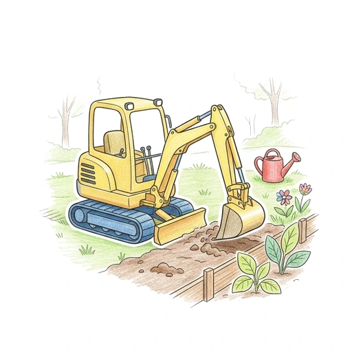Mini Excavator Garden, colored example