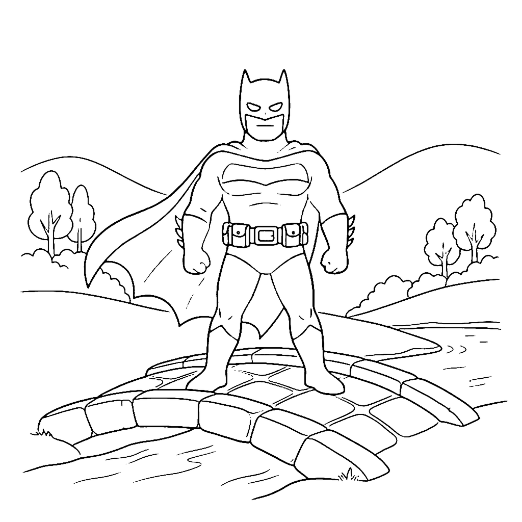 Cape Over Bridge coloring page outline