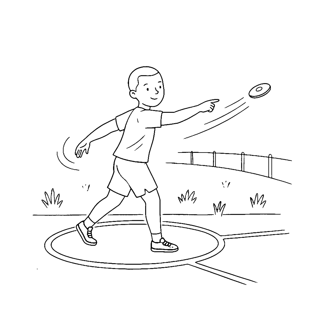 Discus Throw Moment coloring page outline