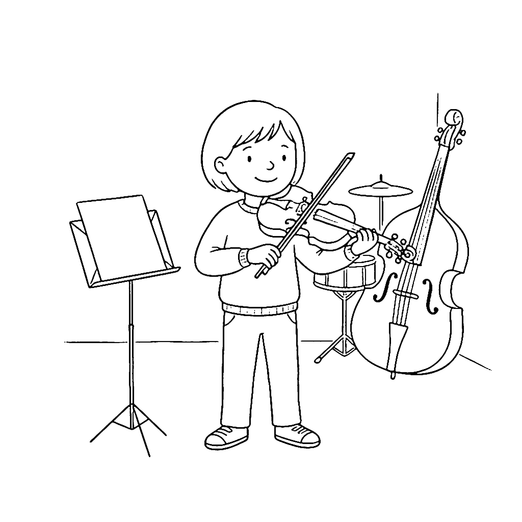 Music Class Violin coloring page outline