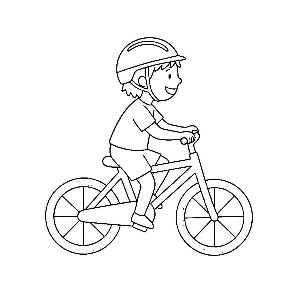 Child Cyclist coloring page: Child Cyclist, outline to print
