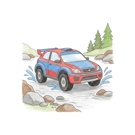 Rally Stream Crossing, colored example