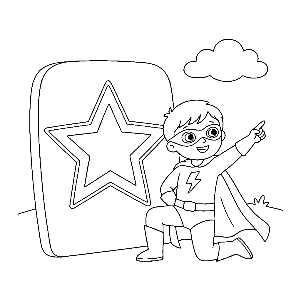 Superhero coloring page: Hero Rescue Pose, outline to print