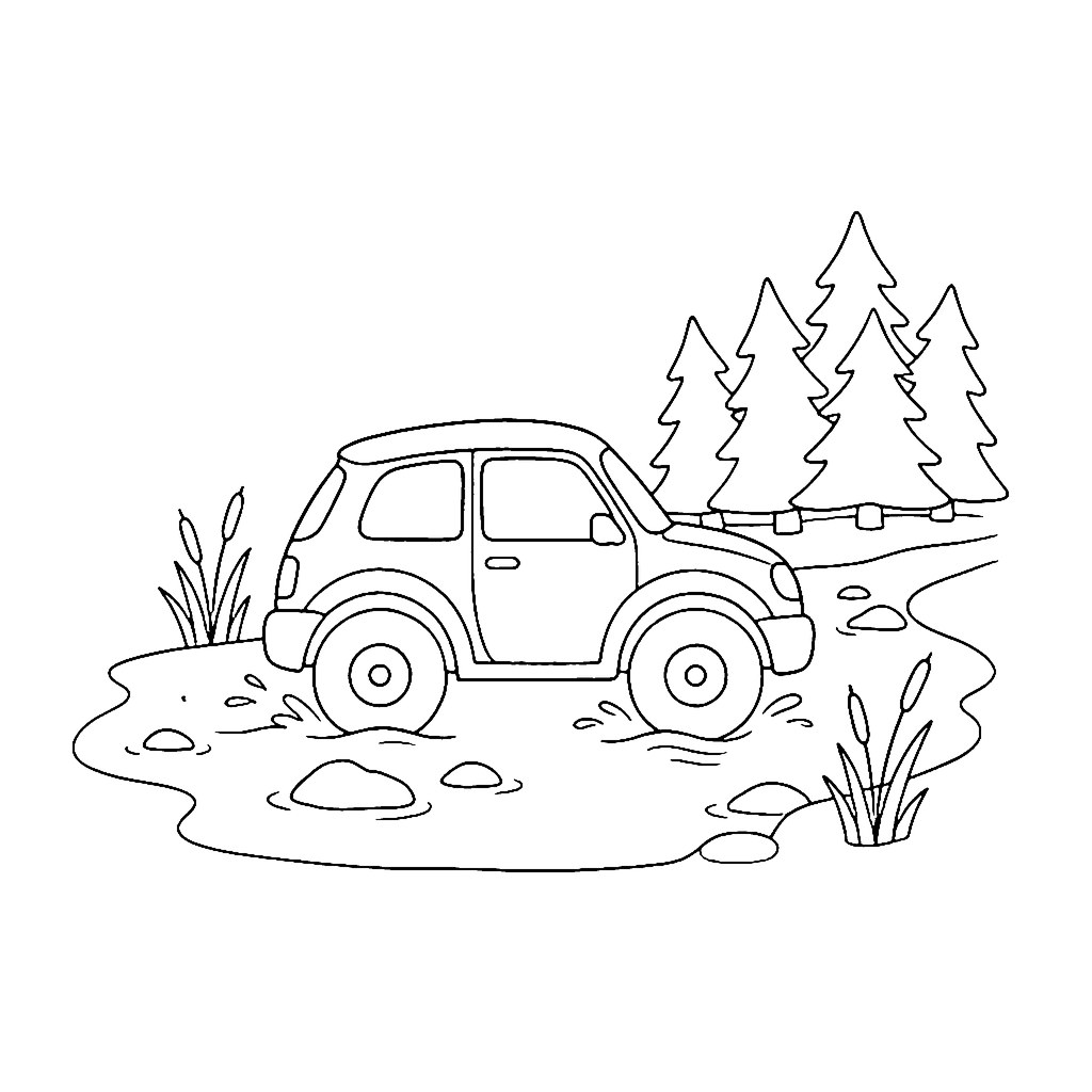 Forest Stream Rally coloring page outline