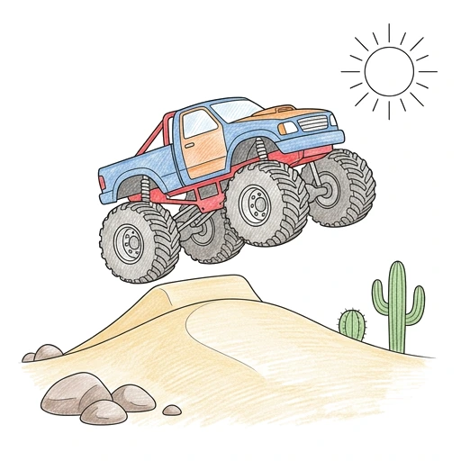 Monster Truck Dune Jump, colored example