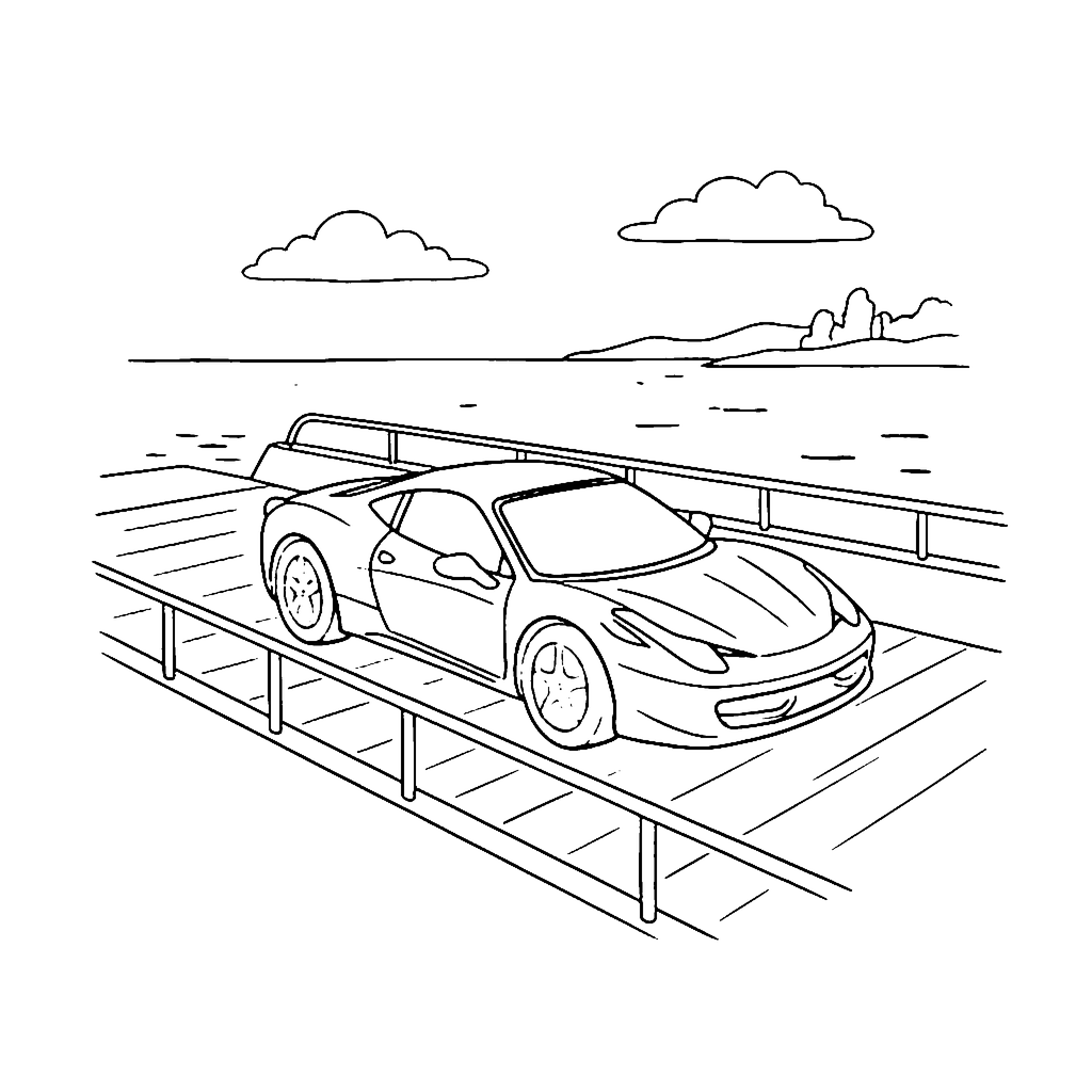 Ferrari Ferry Deck coloring page outline
