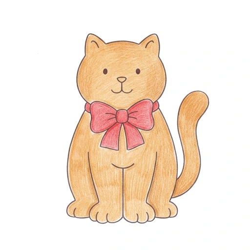 Cat coloring page: Cat With Bow, colored example