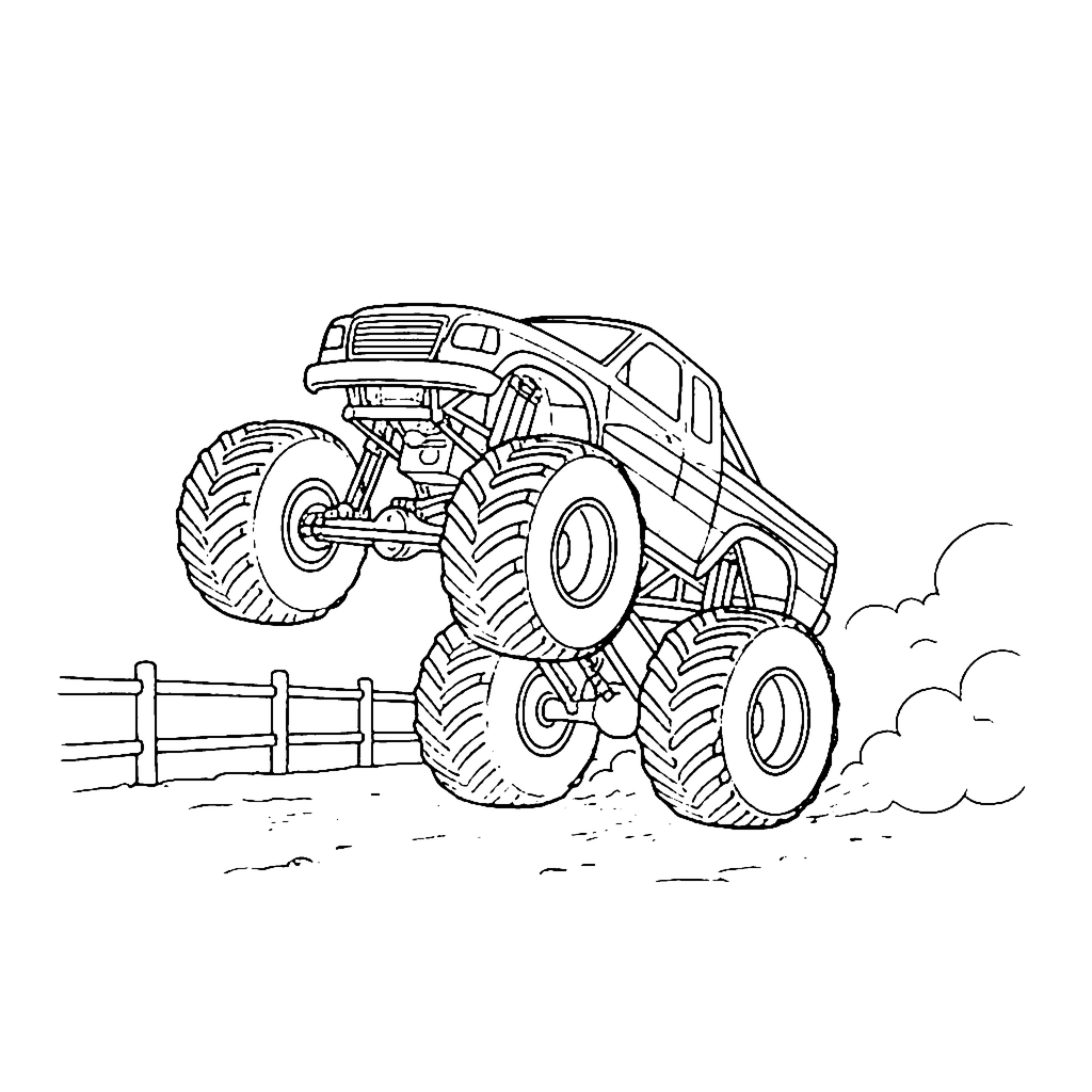 Monster Truck Wheelie coloring page outline