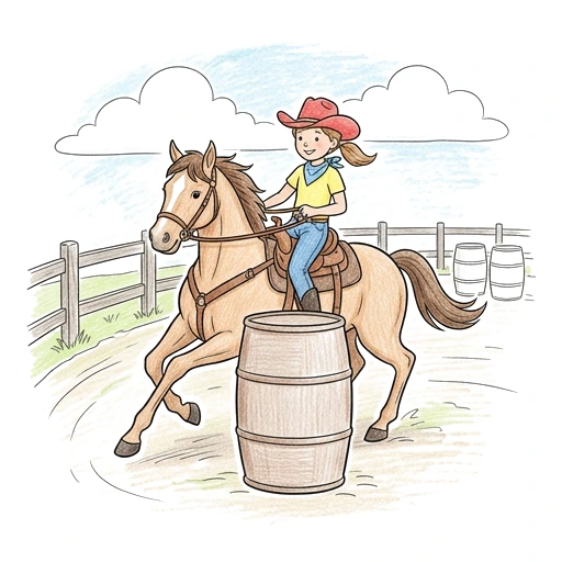 Barrel Racing Turn, colored example