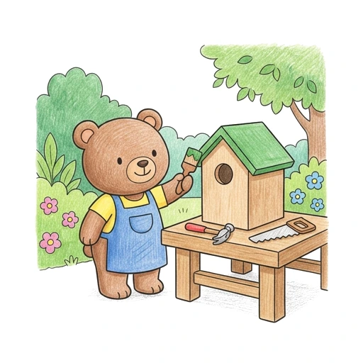 Bear Birdhouse Builder, colored example