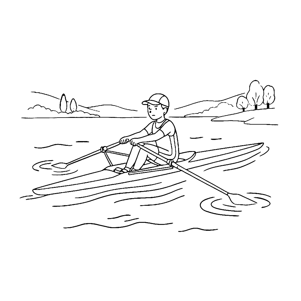 Rowing Shell Sprint coloring page outline