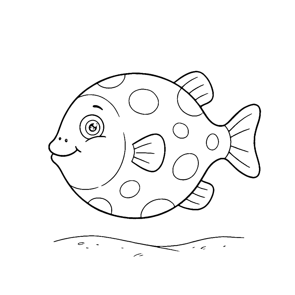 Pufferfish coloring page: Pufferfish Hover, outline to print
