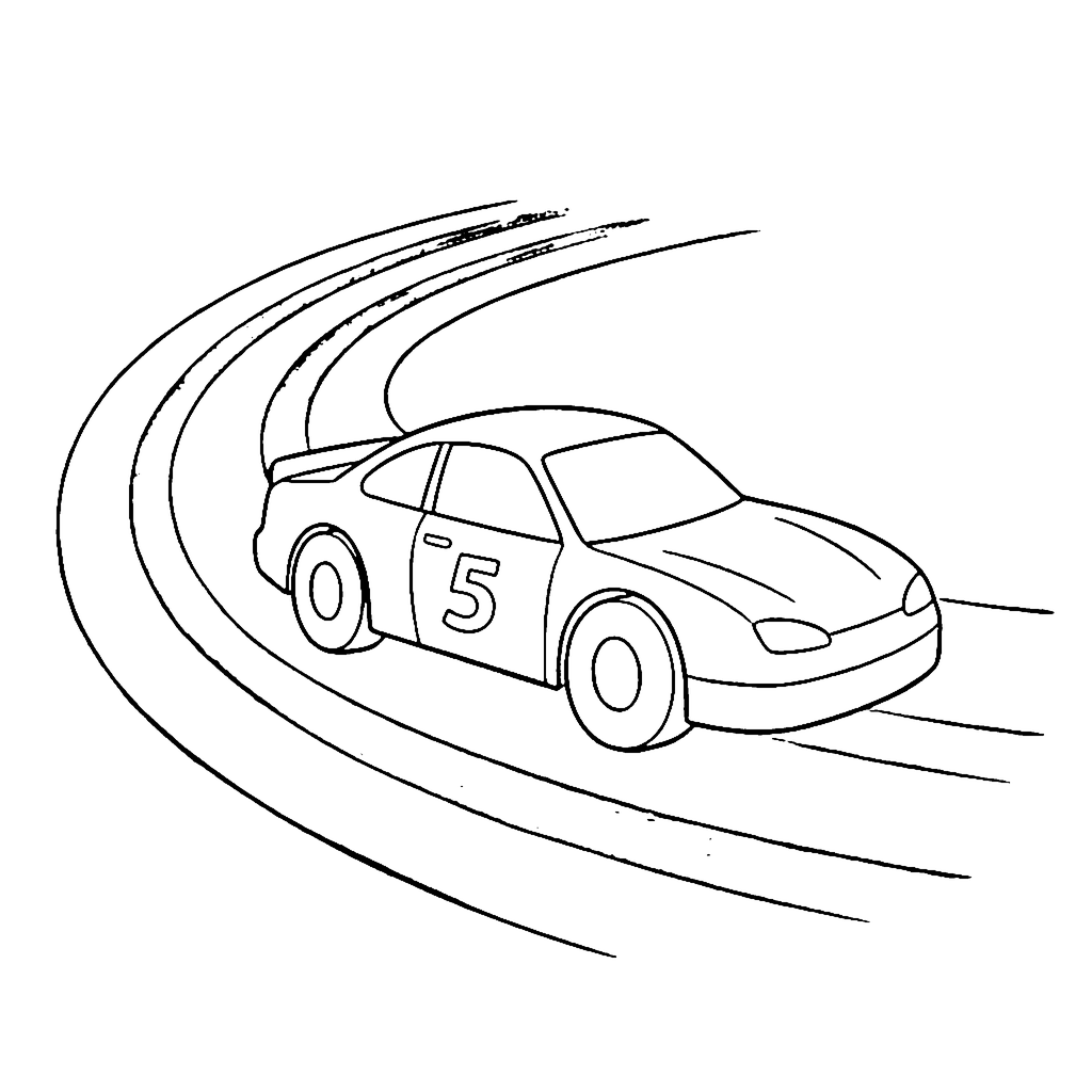Racing Car coloring page: Racing Car Curve, outline to print