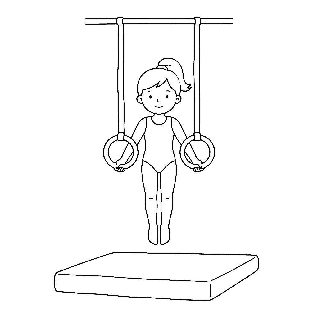 Gymnastics Rings Hold coloring page outline