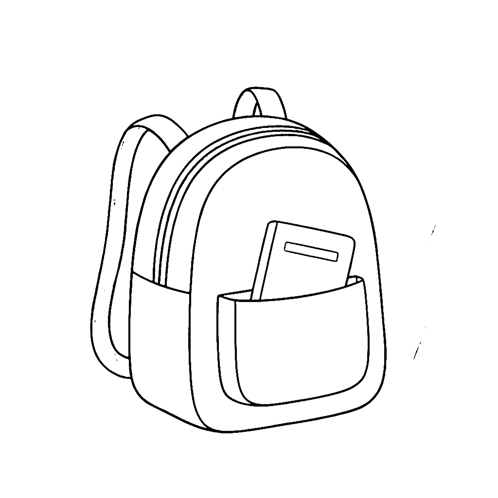 Backpack coloring page: Big School Backpack, outline to print