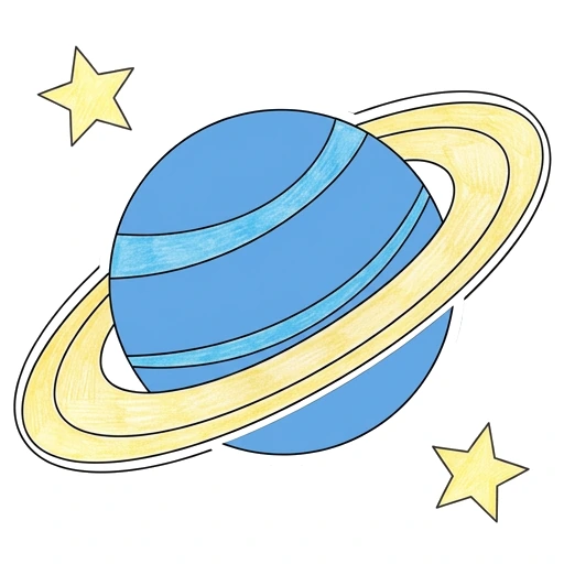 Planet coloring page: Ringed Planet, colored example
