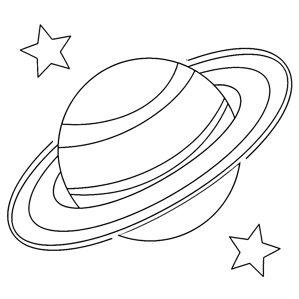 Planet coloring page: Ringed Planet, outline to print