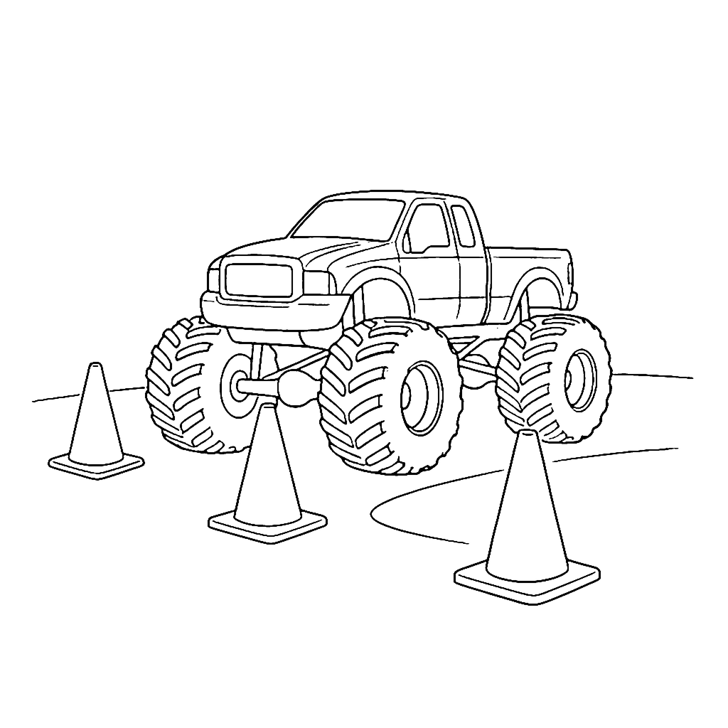 Monster Truck Arena Turn coloring page outline