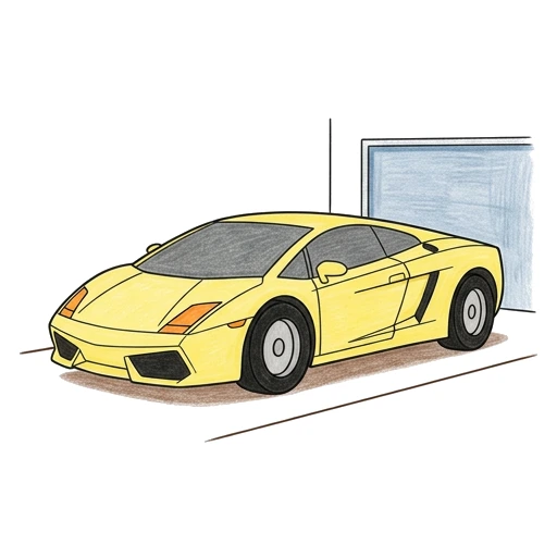 Sports Car coloring page: Lamborghini Driveway, colored example