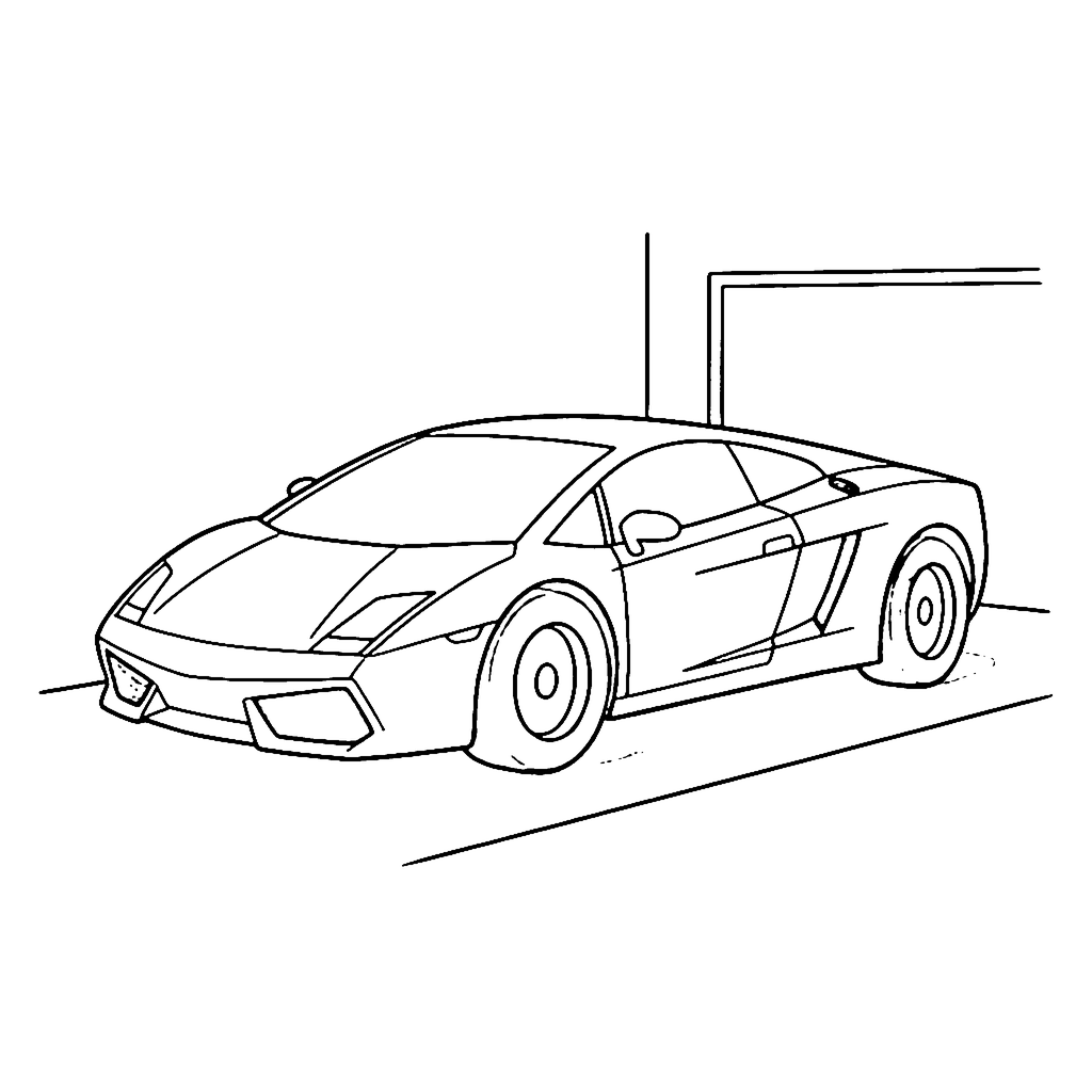 Sports Car coloring page: Lamborghini Driveway, outline to print