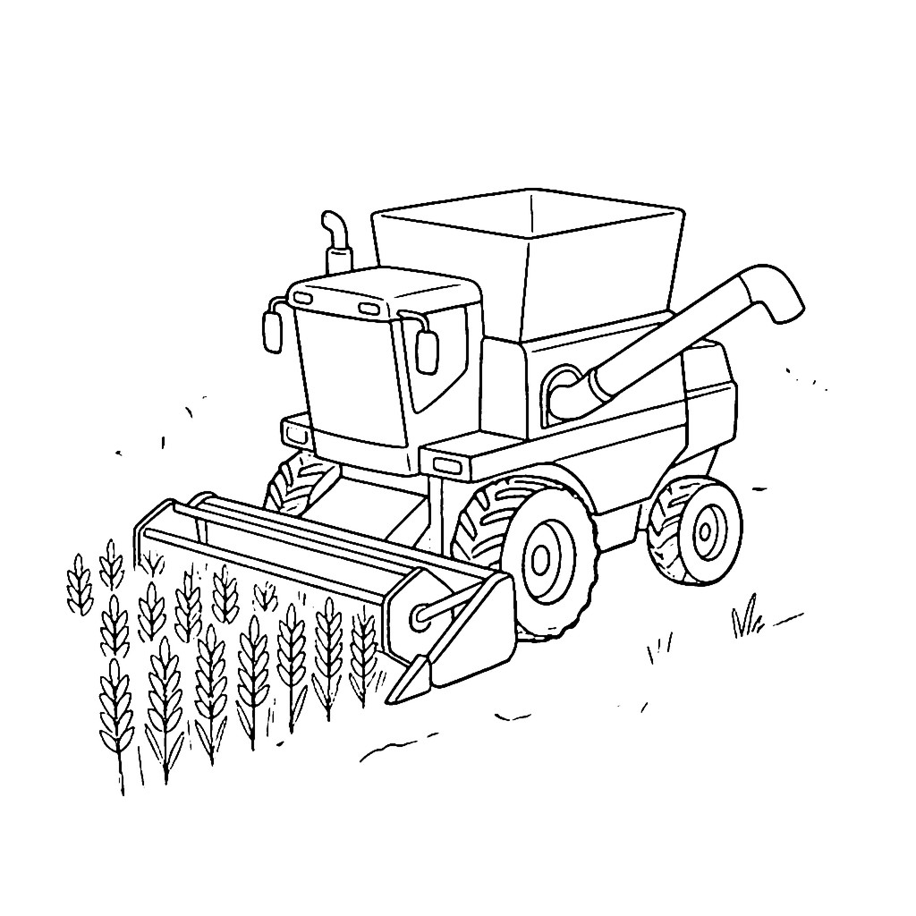 Harvester Grain Row coloring page outline