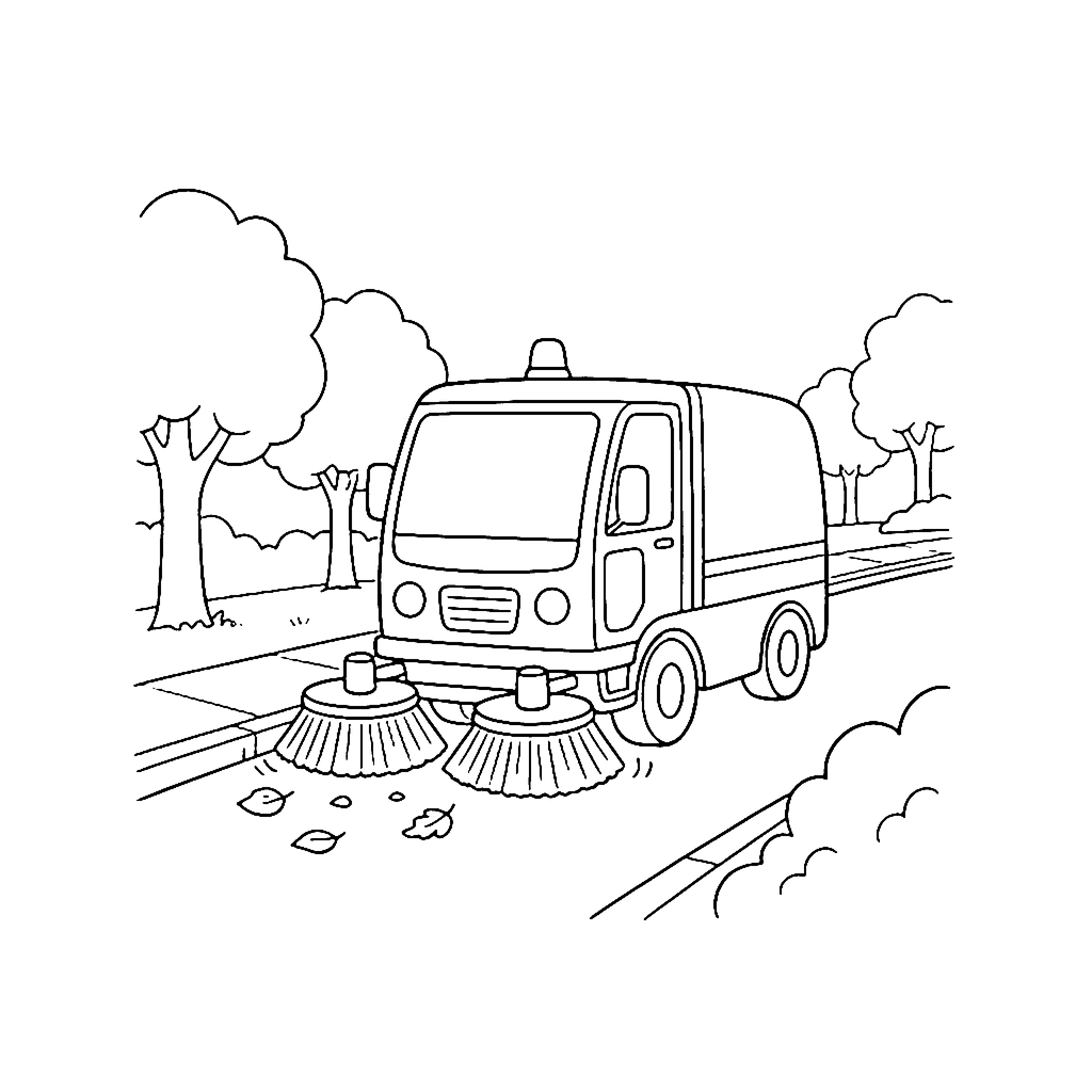 Street Sweeper Route coloring page outline