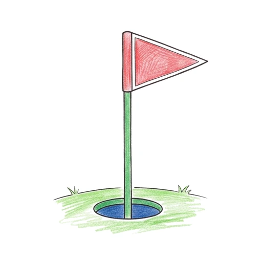 Golf Hole coloring page: Putting Hole Flag, colored example