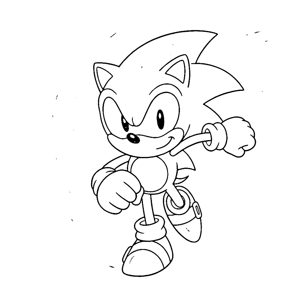 Hedgehog coloring page: Sonic Speed Dash, outline to print