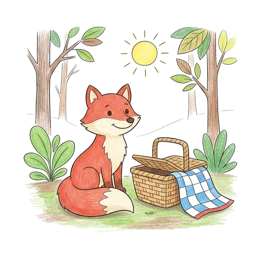 Fox Forest Picnic, colored example