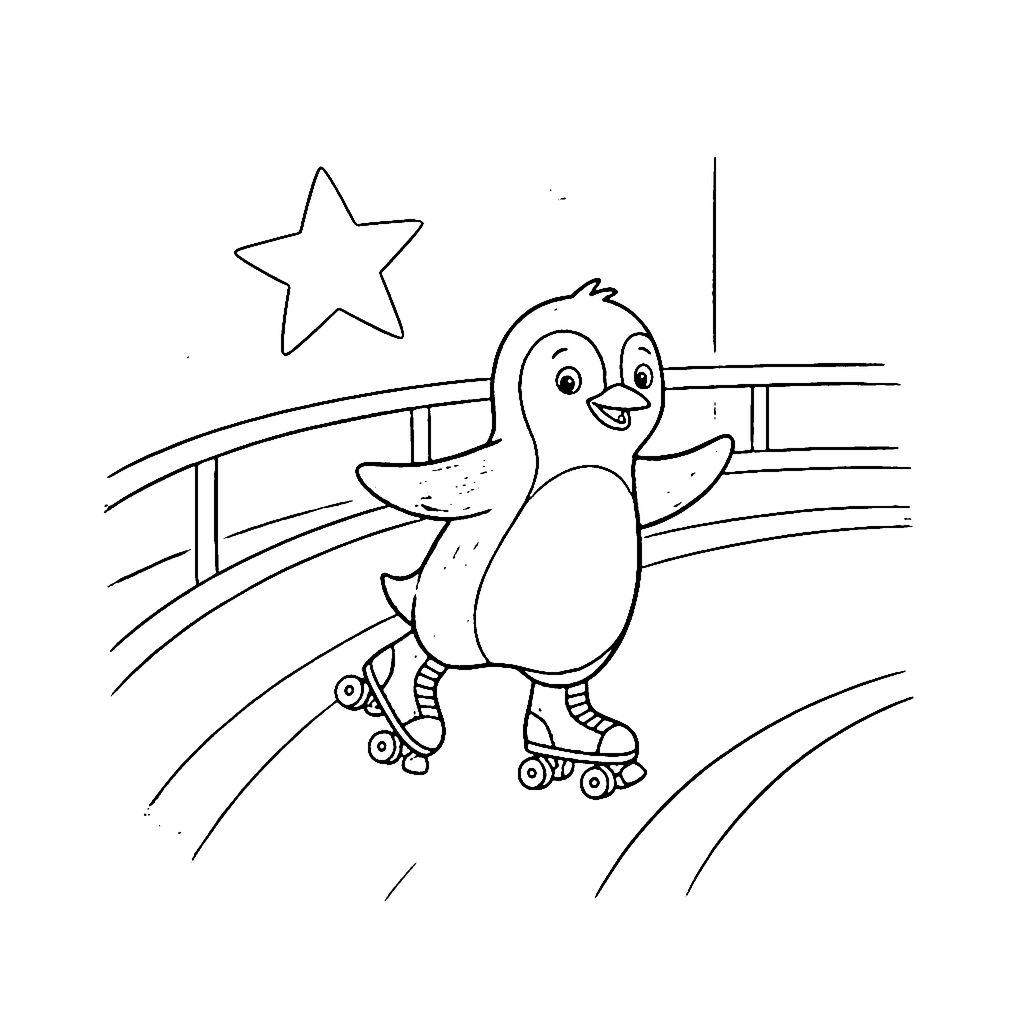Penguin Roller Rink coloring page outline
