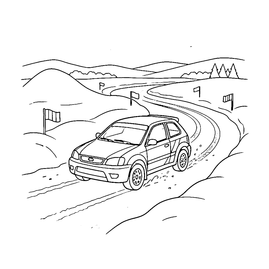 Rally Snow Crossing coloring page outline
